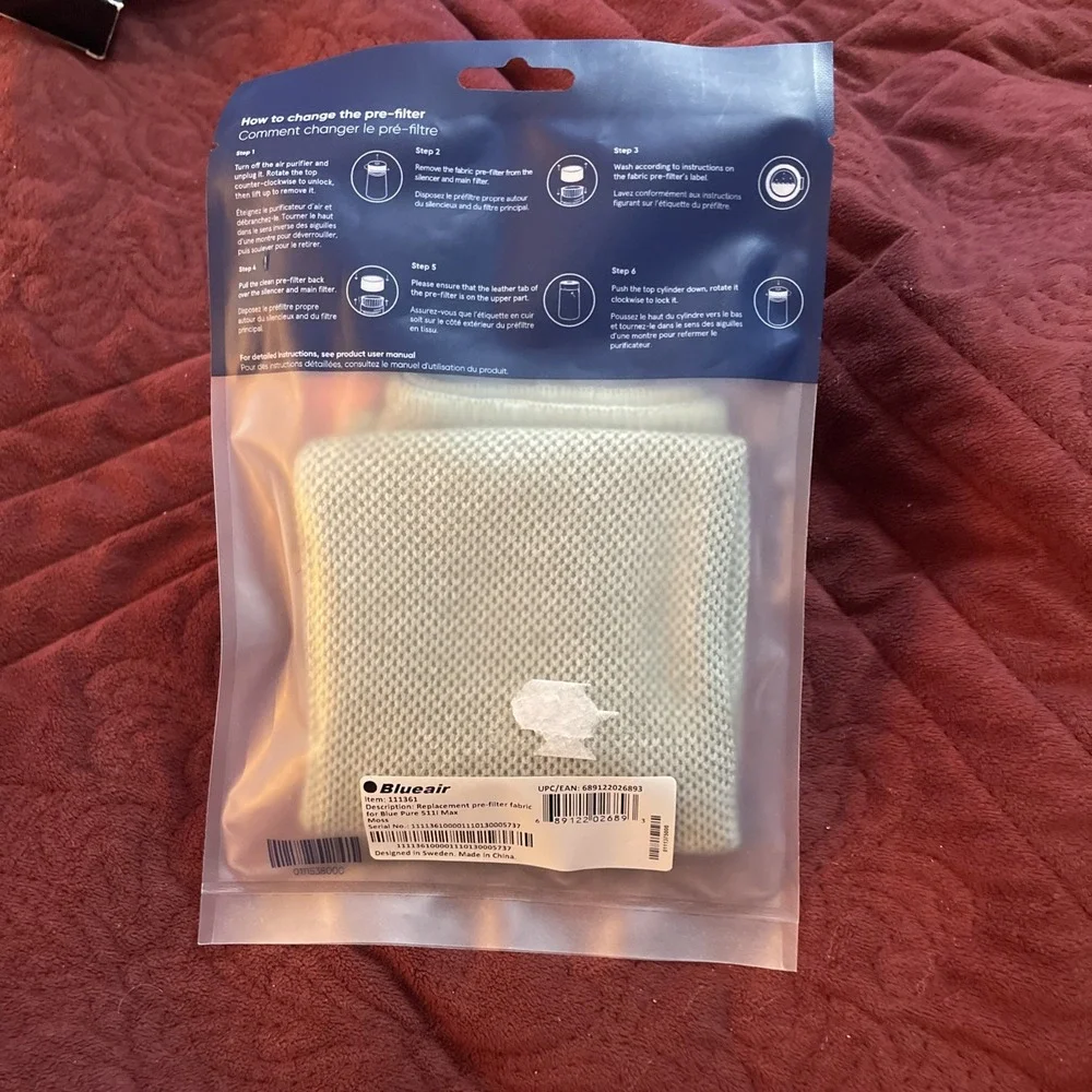 Genuine Pre-Filter For Blue Pure 511i Max Air Purifier 111361 Moss New Unopened